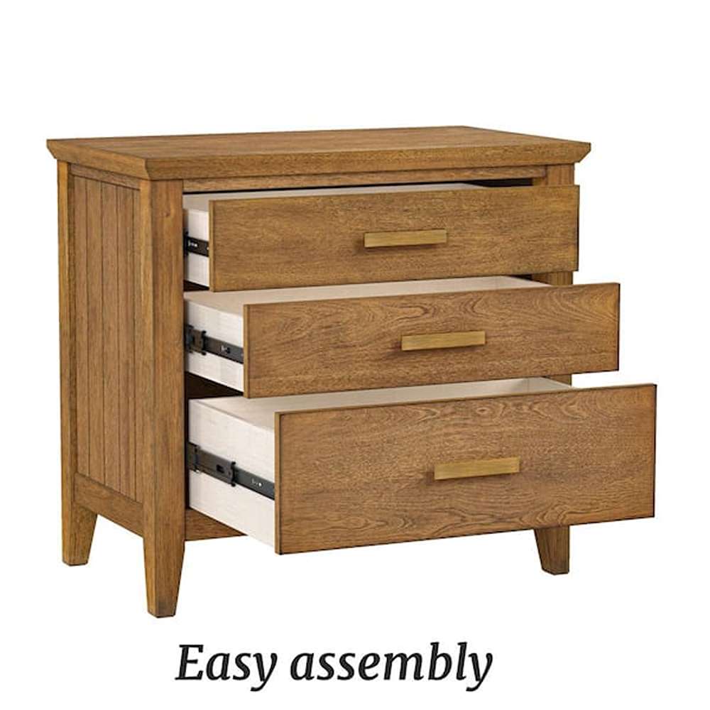 Light Brown Modern 3-Drawer 25.8 in. W Solid Wood Nightstand Bedside Table with Storage (Set of 2) - Image 3